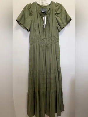 Anthropologie NWT Somerset Tiered Maxi Dress Pockets in Moss Green Size XS NEW thumbnail 4