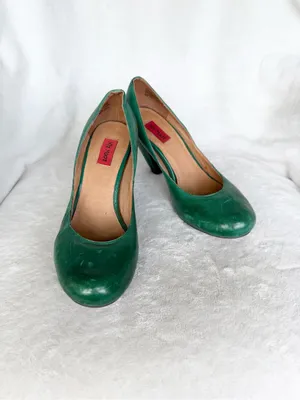 Miz Mooz Green Sunset Pumps Heels 6 Retro Round Toe Curved Heel Detailing thumbnail 8