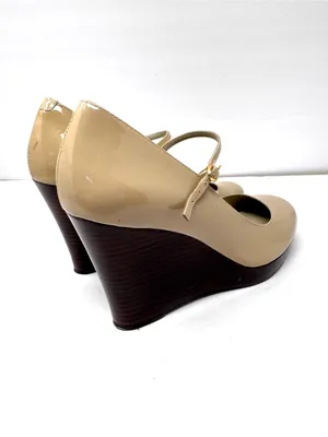 LAUREN RALPH LAUREN grey/taupe wedge Mary jane shoes, size 9 thumbnail 7
