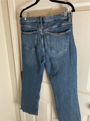 Zara Z1975 High-Rise Straight Leg Jeans Medium Wash Raw Hem – Size US 10 thumbnail 6