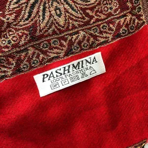 Pashmina Scarf Wrap Rectangle Paisley Fringe Boho Red Gold 68x27 thumbnail 3