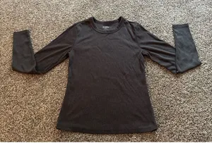 Old Navy Women's Dark Gray Ribbed Snug Long Sleeve Tee Size Medium thumbnail 1