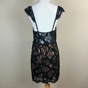 Tobi‎ Slip Dress Womens Medium Black Lace Nude Sheath Mini Date Night Club Chic thumbnail 8