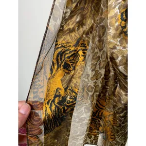 Tiger Stripe Chiffon Leopard Neck Wrap Scarf Womans Beautiful Sheer 13"W X 60"L thumbnail 3