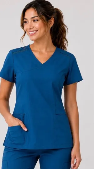 WonderWink Women's V-Neck Scrub Top in Teal Blue thumbnail 1