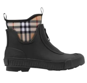BURBERRY Check Canvas Trimmed Rubber Rain Boots thumbnail 1