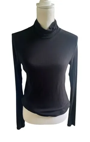 Cabi Turtle Neck Long Sleeve Tunic Blouse Black S Thumb Hole Comfortable thumbnail 1