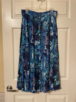 Vintage 1990’s The Limited Blue Patterned Button-Front Women's Skirt Size Medium thumbnail 4