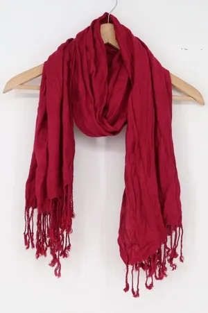 Ashley Cooper Scarf Womens One Size Pashmina Burgundy Fringed Excellent thumbnail 1