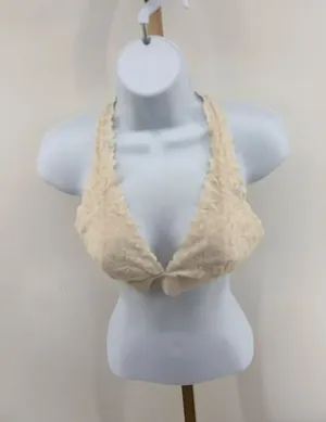 PINK Victoria's Secret Halter Lace Bralette Ivory Strappy Size M thumbnail 1