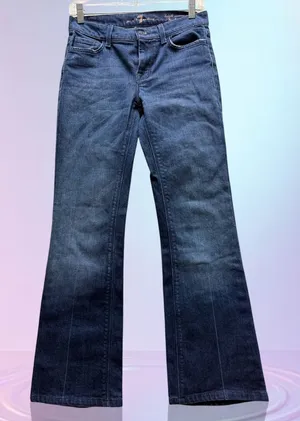 7 for all Mankind Bootcut Flared Jeans Women Size 26 Blue Distressed+Stretch thumbnail 1