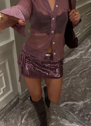 Hand Over Gero Miniskirt Purple thumbnail 1