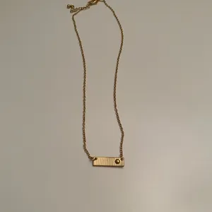 Gold and rhinestone bar necklace thumbnail 6