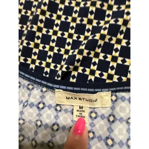 Max Studio Blue Geometric Tile Print Sleeveless Maxi Dress Medium 8901W61 thumbnail 4