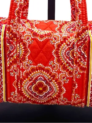 Vera Bradley Original Handbag Paprika Medallion Red Retired Barrel Shoulder Bag thumbnail 9