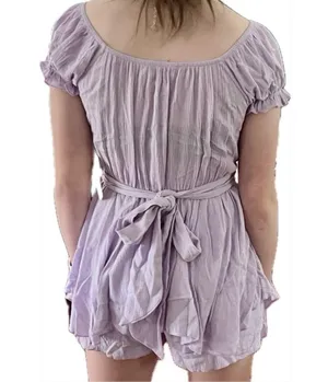 Altar’d state lavender smocked sleeve romper thumbnail 2