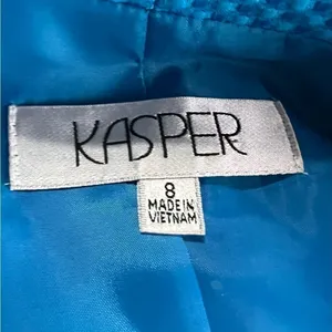Kasper Blue Textured Open Front‎ Zip Pocket Jacket Size 8 thumbnail 4