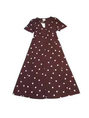 NWT Sezane Solia in Chocolate Ecru Polka Dot Silk Maxi Shirt Dress 38 / US 6 thumbnail 4