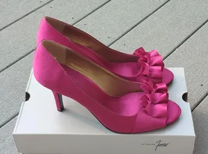 NWT Jacqueline Ferrar Satin Tiffany Peep Toe Heels | Satin Peep Toe Heels thumbnail 4