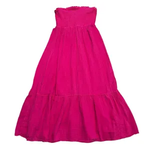 Anthropologie The Marisol Smocked Gauze Maxi Dress Size Large Pink Beach thumbnail 1