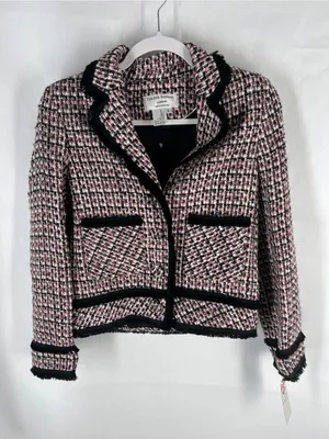 Helene Berman Pink and Black Bouclé Tweed Jacket thumbnail 1