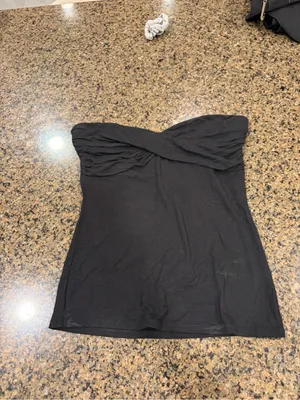 White House Black Market Black Strapless Twist-Front Bandeau Top - Size S thumbnail 2