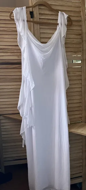 Pretty Garden White Ruffled Sleeveless Maxi Dress Large NWT thumbnail 1