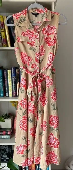 Banana Republic Button Up Floral Midi Dress thumbnail 1