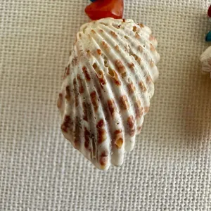 Blue orange shell drop earrings thumbnail 6