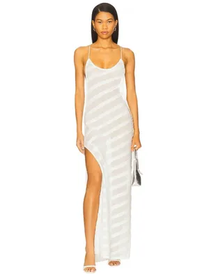Jaded London Knit Maxi Dress in White Noir Small New Womens Long thumbnail 3