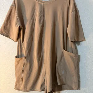 NWOT Free People Hot Shot Tee Romper Mocha Latte Brown Tan thumbnail 5