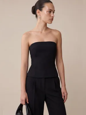 NWT few moda Raven Top size 0 strapless black boning corset blouse CAARA thumbnail 2