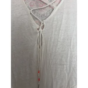 Free People Love Birds Tee Embroidered Lace-Back Muscle White Women's Size S/M thumbnail 14