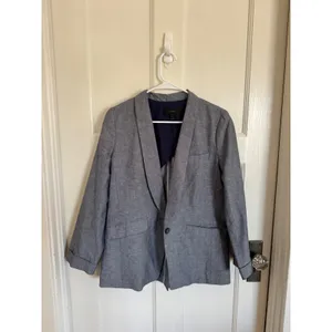 J.Crew Unstructured Shawl Collar linen cotton blend blue/gray blazer size 8 thumbnail 10