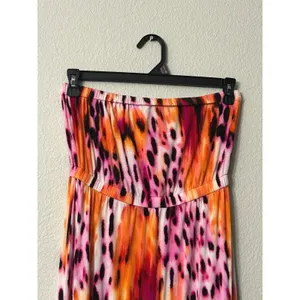 Apt. 9 Pink Orange Abstract Animal Print‎ Strapless Maxi Dress Tropical Medium thumbnail 10