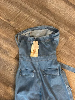 NWT Sincerely Jules Strapless Cargo Denim Jumpsuit thumbnail 4