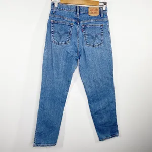 Levis 550 Relaxed Tapered Light Wash Distressed Jeans Womens 4‎ Short 4S Blue thumbnail 2