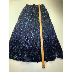 Vintage 1990s Stonebridge blue Floral velvet Satin denim Vest & Skirt Set Size S thumbnail 9