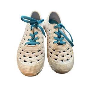 Lightweight Women's Cut-Out White Shoes With Blue Laces Size 36 (5.5) river shoe thumbnail 2