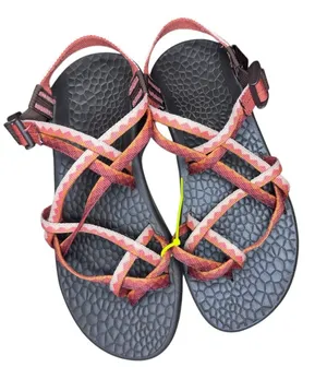 Brown Sandals with multi color straps like new sz 8 ws2 thumbnail 1
