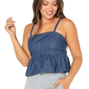 Celebrity Pink - Denim tank top with adjustable straps thumbnail 1