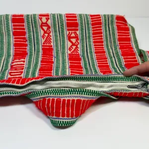 Handwoven Boho‎ Crossbody Bag Red Green Geometric Bird Motif Tassels Festival thumbnail 3