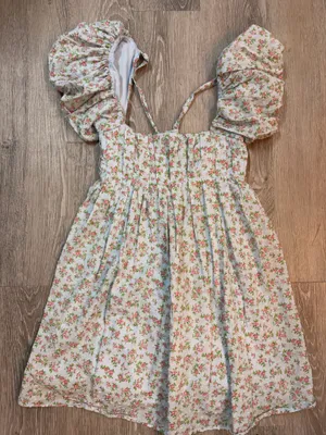 Bebop Baby blue floral puffed sleeves dress thumbnail 1