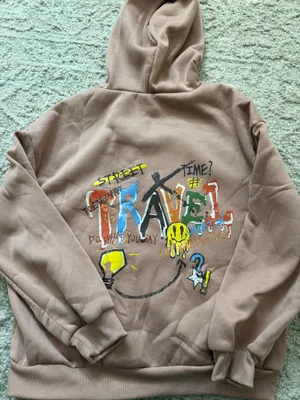 Oversized graphic hoodie Tan thumbnail 1