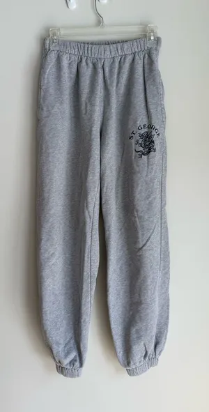 Brandy Melville Light Gray Sweat Joggers with Logo thumbnail 1