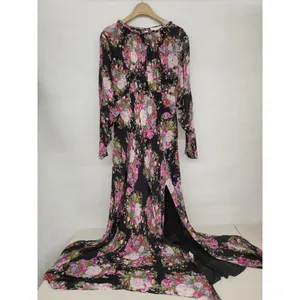Rent the runway black/pink floral sz 2 long sleeve love shack daya dress maxi thumbnail 4