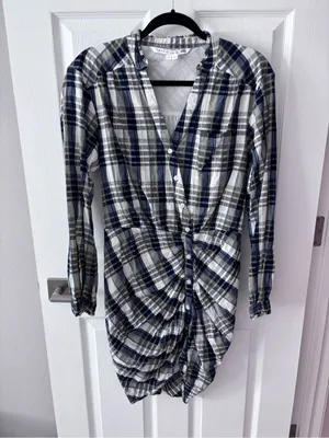 Veronica Beard Vilette Mini Shirt Dress Army Plaid size 8 thumbnail 5
