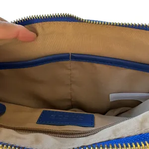 Chico's Royal‎ Blue Half Moon Bag Gold Chain Strap Trendy Shoulder Bag Purse thumbnail 6