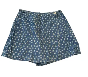Vintage denim butterfly shorts size 18 32 Denim Floral Wrap Skort in Blue thumbnail 1