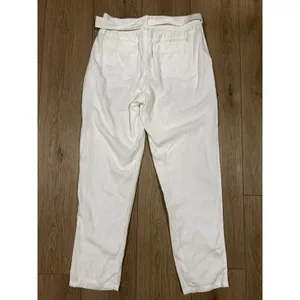 Soho Street New York & Company White Linen Blend Tie Waist Tapered Pants Small thumbnail 4